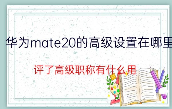 华为mate20的高级设置在哪里 评了高级职称有什么用？